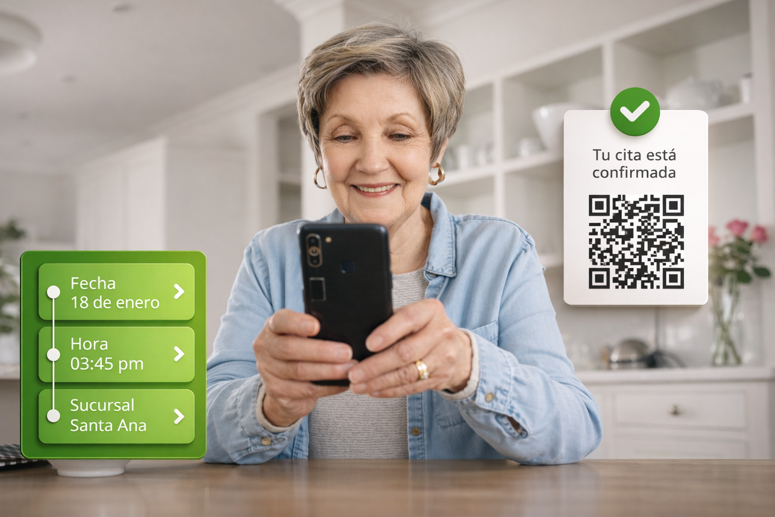 Turno digital por WhatsApp con confirmación de cita y código QR para atención eficiente